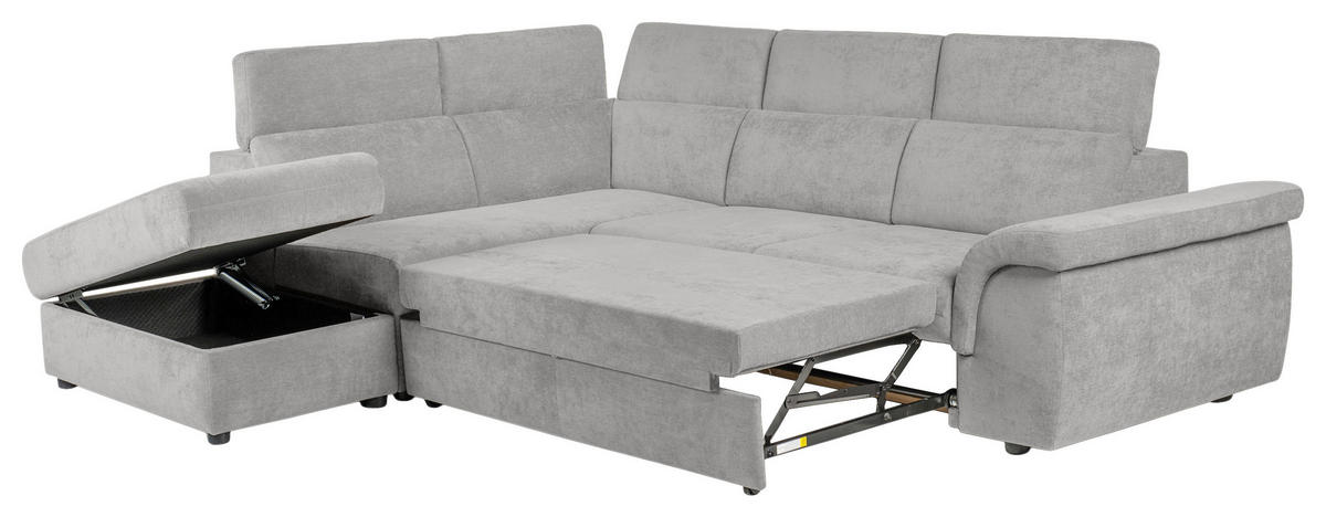 ECKSOFA Hellgrau Flachgewebe  - Hellgrau/Schwarz, KONVENTIONELL, Kunststoff/Textil (235/280cm) - Carryhome