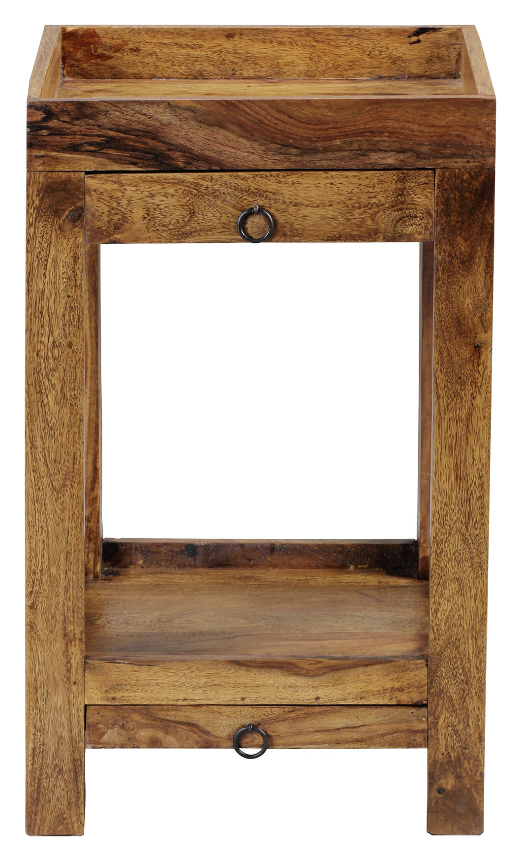 BEISTELLTISCH Sheesham massiv quadratisch Sheeshamfarben - Sheeshamfarben/Schwarz, Design, Holz/Metall (39,5/39,5/65cm) - MID.YOU