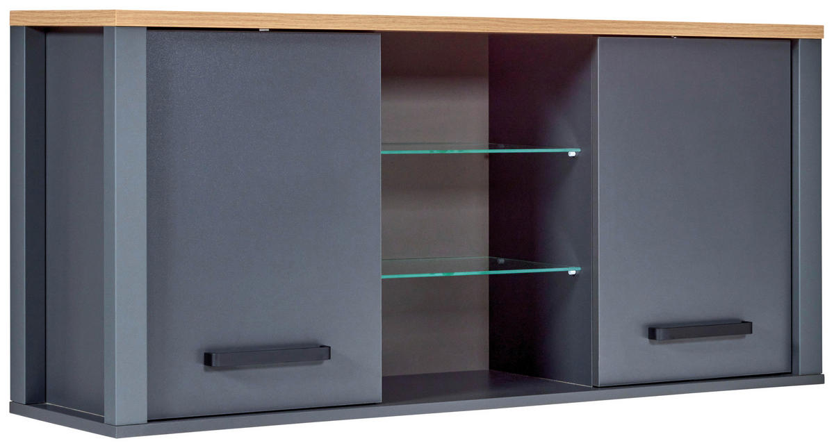 HÄNGESCHRANK 130,3/57,5/33 cm  - Anthrazit/Schwarz, MODERN, Glas/Holzwerkstoff (130,3/57,5/33cm) - home24