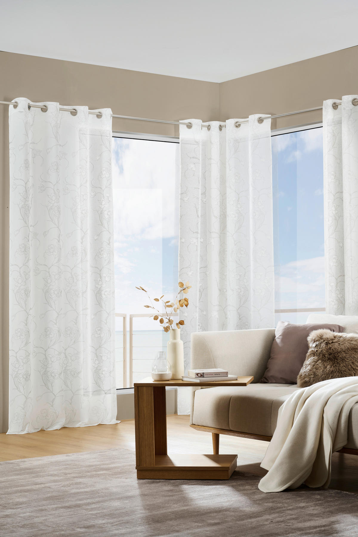 RINGLIS FÜGGÖNY részben áttetsző  - fehér/szürke, Design, textil (135/245cm) - Esposa