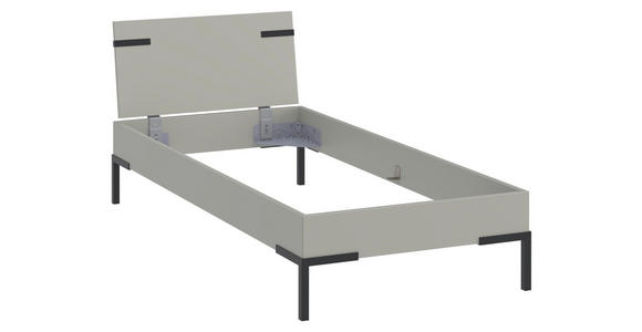 BETT 90/200 cm,  in Hellgrau,  - Hellgrau/Schwarz, Design, Metall (90/200cm) - Xora