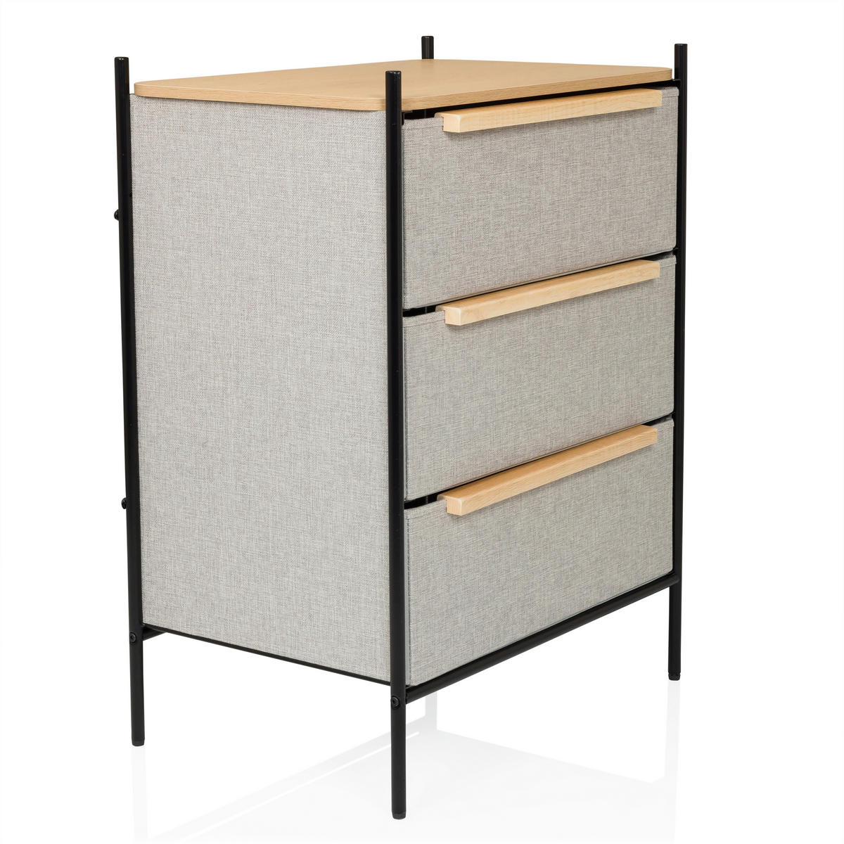 BYRÅ 58/79/39 cm  - ljusbrun/svart, Modern, metall/trämaterial (58/79/39cm) - MID.YOU