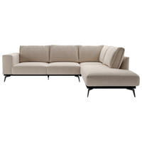 ECKSOFA in beflockt Beige  - Beige/Schwarz, Design, Holz/Textil (293/200cm) - MID.YOU