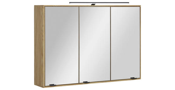 SPIEGELSCHRANK 100/70/20 cm  - Eichefarben/Schwarz, KONVENTIONELL, Glas/Holz (100/70/20cm) - Linea Natura