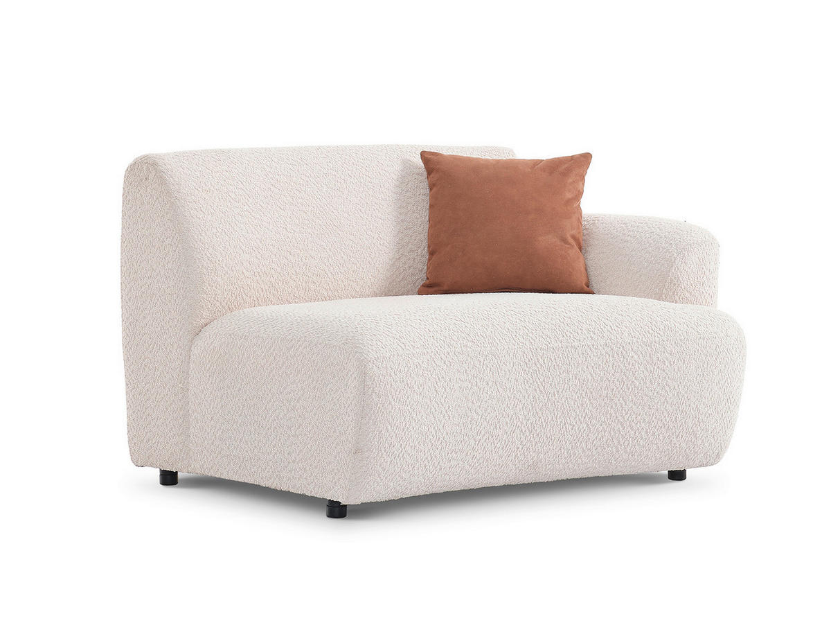 VIERSITZER-SOFA Bouclé Creme  - Creme/Schwarz, Design, Kunststoff/Textil (300/77/108cm) - Livetastic