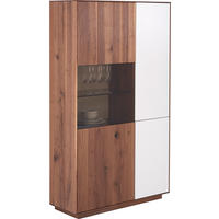 VITRINE  in massiv Astnuss Nussbaumfarben, Hellgrau - Nussbaumfarben/Hellgrau, Natur, Glas/Holz (98,1/166,6/36cm) - Anrei