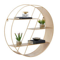 NÁSTENNÝ REGÁL, zlatá - zlatá, Design, kov (60/60/15cm) - Carryhome