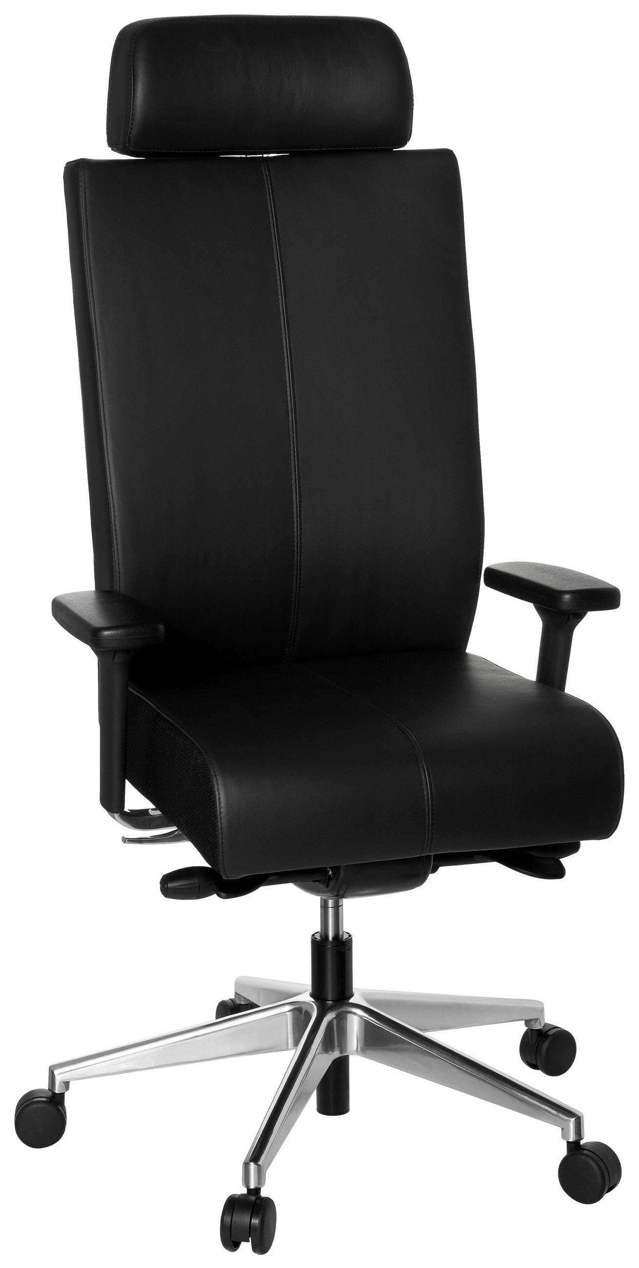 DREHSTUHL Lederlook Schwarz  - Silberfarben/Schwarz, MODERN, Leder/Kunststoff (59/138/49cm) - MID.YOU