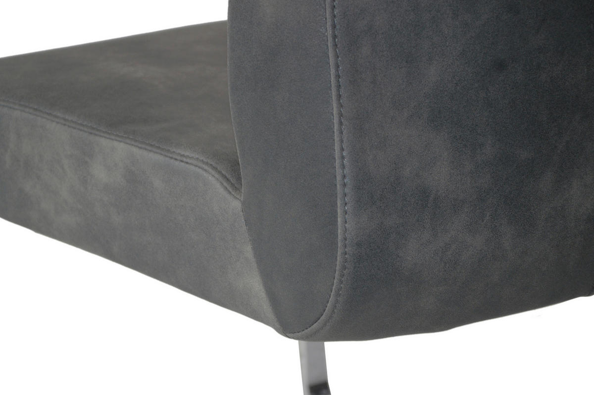 SCHWINGSTUHL-SET 2 Stück  in Stahl Mikrofaser  - Anthrazit/Silberfarben, LIFESTYLE, Textil/Metall (47/96/62cm) - MID.YOU