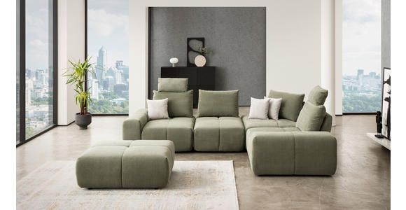 ECKSOFA in Velours Olivgrün  - Schwarz/Olivgrün, Design, Kunststoff/Textil (326/236cm) - Xora