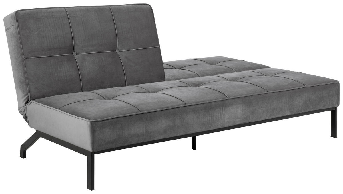 SCHLAFSOFA in Samt Dunkelgrau  - Dunkelgrau/Schwarz, Trend, Textil/Metall (198/87/95cm) - MID.YOU
