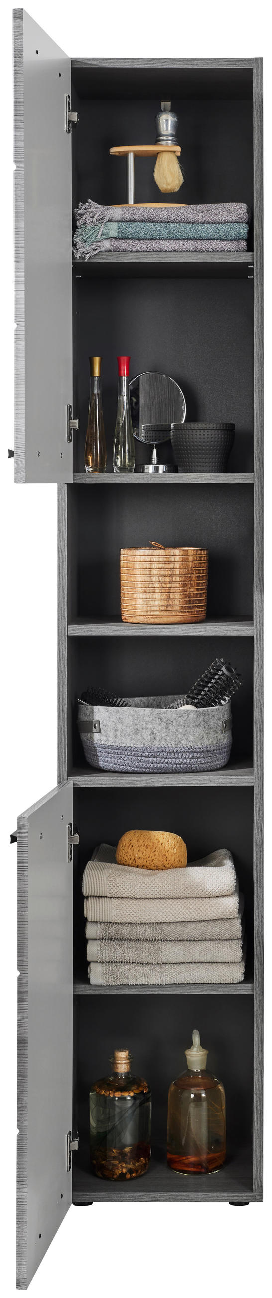 HOCHSCHRANK 34/190/30 cm  - Silberfarben/Schwarz, Modern, Holzwerkstoff/Kunststoff (34/190/30cm) - MID.YOU