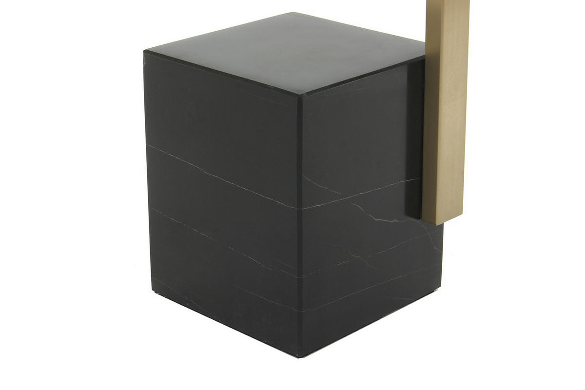 BEISTELLTISCH Schwarz, Weiß, Goldfarben  - Goldfarben/Schwarz, Design, Glas/Stein (30 cm/56 cm/30 cmcm) - Kayoom