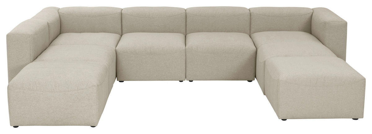 WOHNLANDSCHAFT Creme Flachgewebe  - Creme, Design, Kunststoff/Textil (250/350/235cm) - Max Winzer