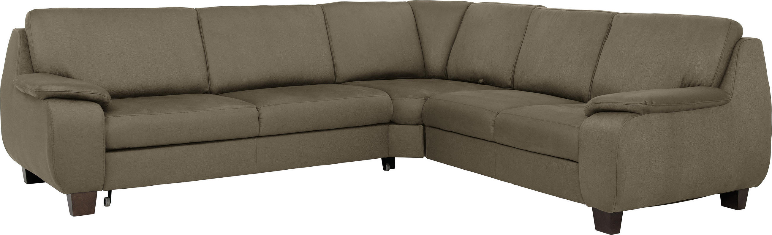 WOHNLANDSCHAFT Sandfarben  - Sandfarben/Dunkelbraun, KONVENTIONELL, Holz/Textil (274/244cm) - Beldomo System