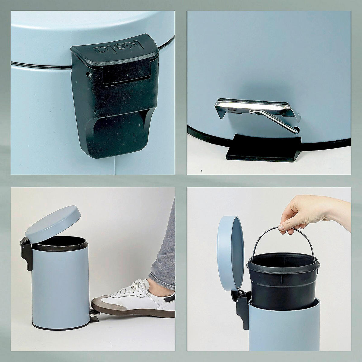KOSMETIKEIMER MONACO 3 L  - Schwarz/Hellblau, Basics, Kunststoff/Metall (17/26cm) - Kela