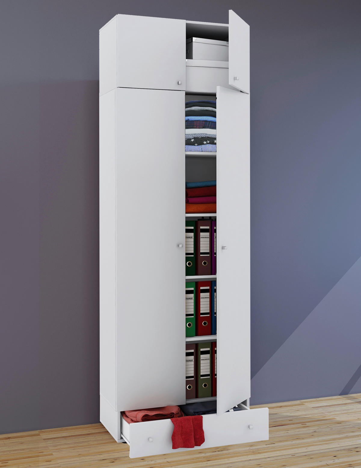 MEHRZWECKSCHRANK 70/238/39 cm  in Weiß  - Silberfarben/Weiß, MODERN, Holzwerkstoff/Kunststoff (70/238/39cm) - MID.YOU