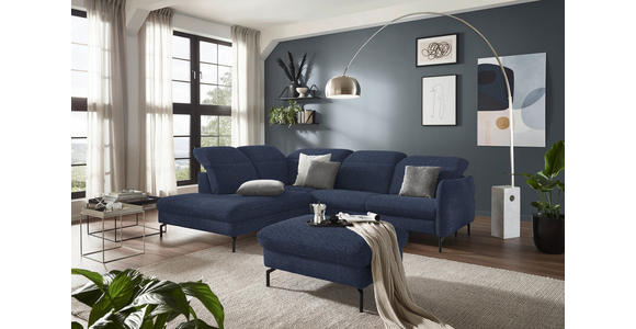 ECKSOFA in Flachgewebe Dunkelblau 233/299-313 cm - Schwarz/Dunkelblau, Design, Textil/Metall (233/299-313cm) - Dieter Knoll