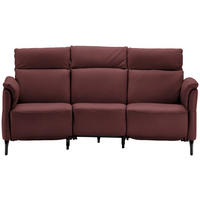 TRAPEZSOFA in Echtleder Bordeaux  - Bordeaux/Schwarz, Konventionell, Leder/Metall (221/103/95cm) - Dieter Knoll