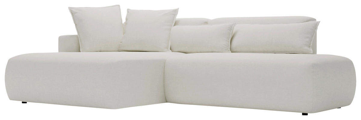 ECKSOFA Chenille Creme  - Creme/Schwarz, Design, Kunststoff/Textil (160/284cm) - Livetastic