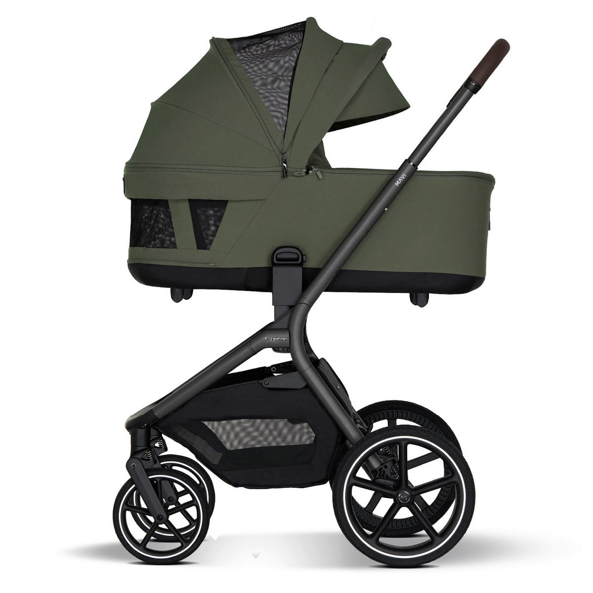 KINDERWAGENSET MAVI 3in1 Premium  - Anthrazit/Olivgrün, Basics, Textil/Metall (92/55/110,5cm) - My Junior
