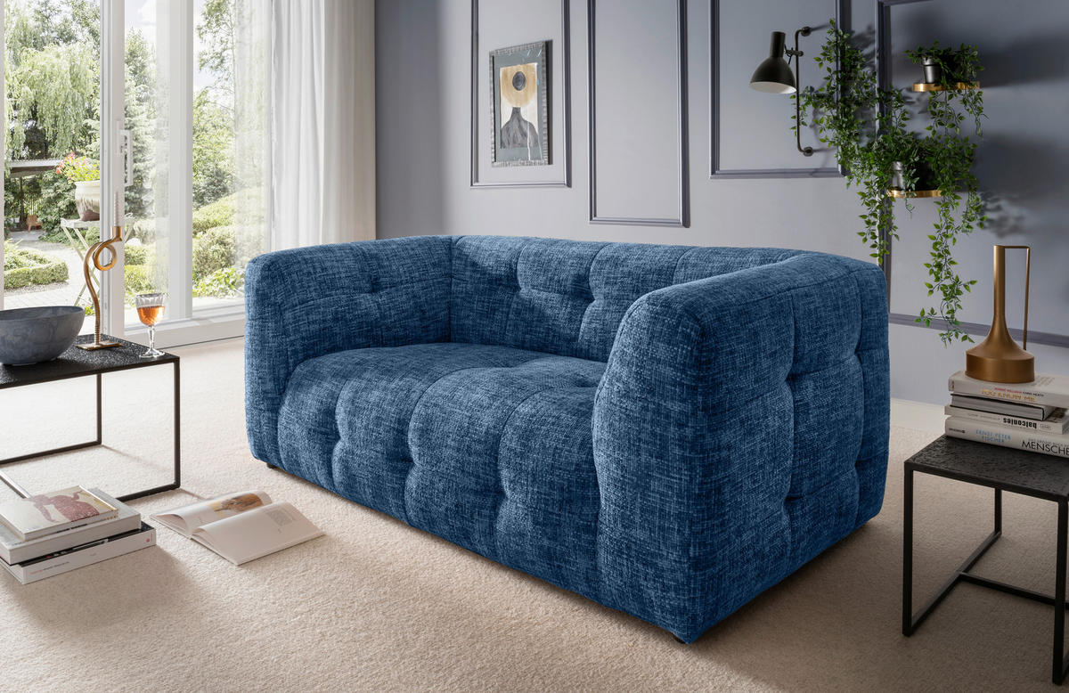 2-SITZER-SOFA Struktur Blau  - Blau/Schwarz, Design, Kunststoff/Textil (184/72/95cm) - Livetastic