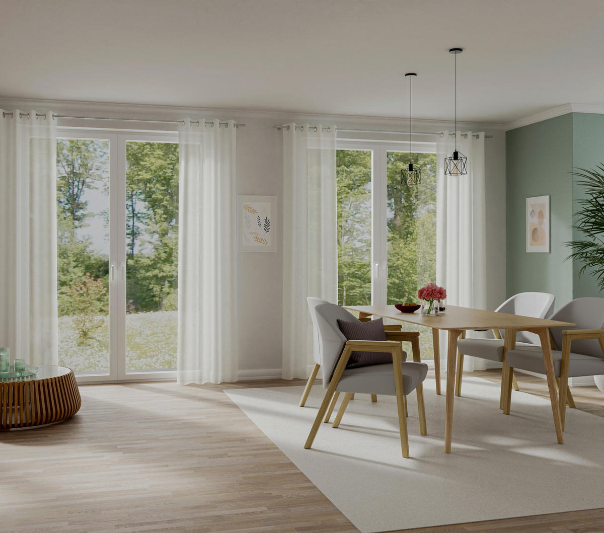 ÖSENVORHANG halbtransparent  - Weiß, Basics, Textil (140/245cm) - Fuggerhaus
