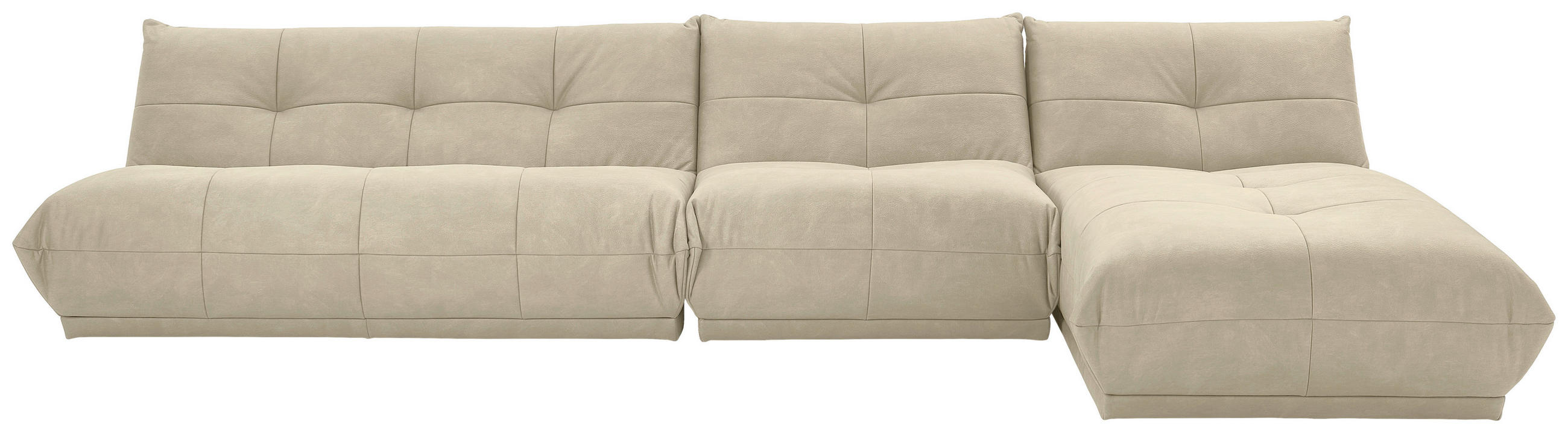 ECKSOFA Creme Lederlook  - Creme, Trend, Textil (390/185cm) - Livetastic