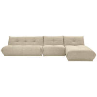ECKSOFA Creme Lederlook  - Creme, Trend, Textil (390/185cm) - Livetastic