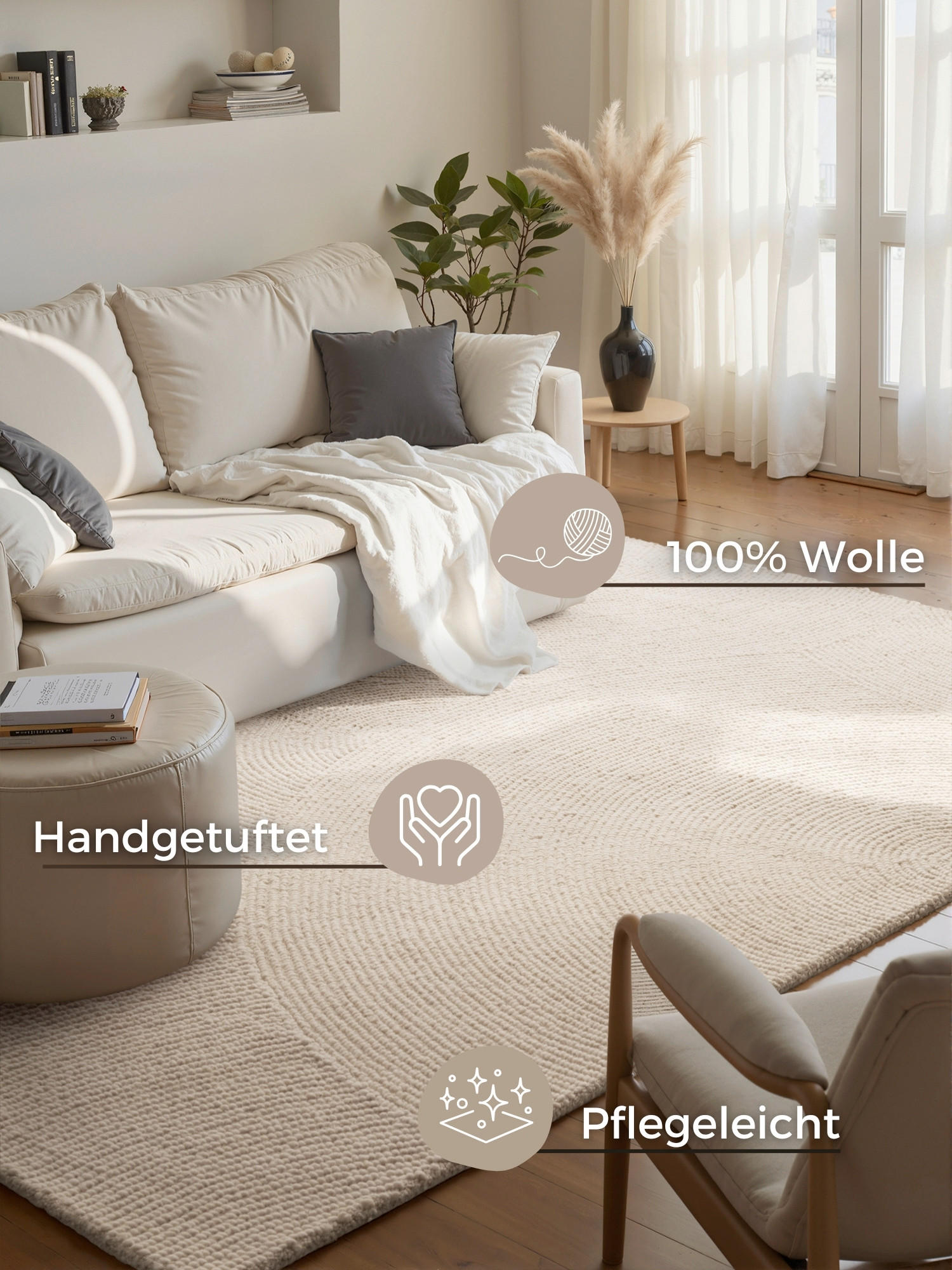 WOLLTEPPICH 160/230 cm Eleni Creme  - Creme, Basics, Textil (160/230cm)