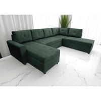 WOHNLANDSCHAFT TERMOLI Dunkelgrün Cord  - Dunkelgrün/Schwarz, Design, Kunststoff/Textil (155/297/212cm) - MID.YOU