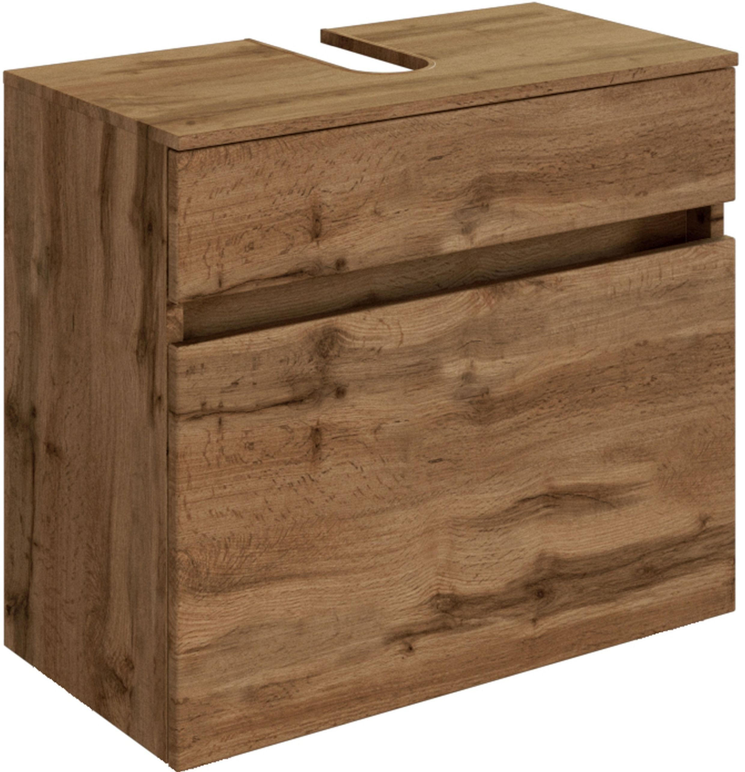 WASCHBECKENUNTERSCHRANK 60/55/35 cm  - Eiche Wotan/Silberfarben, Design, Holzwerkstoff/Kunststoff (60/55/35cm) - Held
