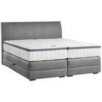BOXSPRINGBETT 200/200 cm  in Grau  - Wengefarben/Grau, KONVENTIONELL, Holz/Textil (200/200cm) - Novel