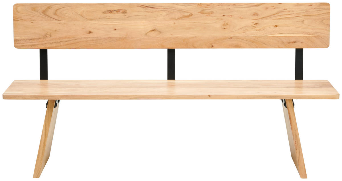 SITZBANK in Holz, Metall Schwarz, Akaziefarben  - Schwarz/Akaziefarben, MODERN, Holz/Metall (175/85/40cm) - MID.YOU