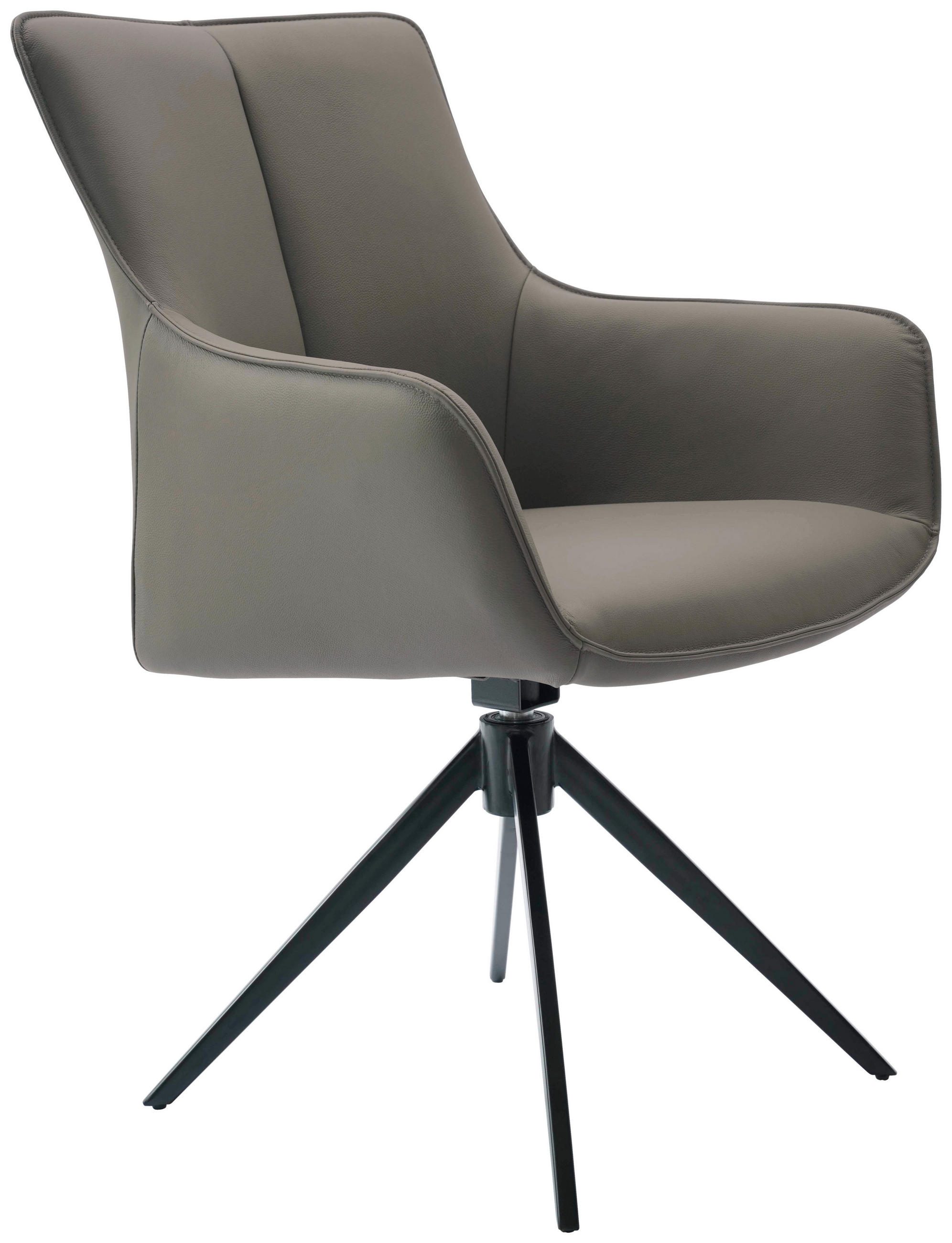 STOL MED ARMSTÖD i järn äkta läder pigmenterad - grå/svart, Design, metall/läder (64/87/60cm) - Novel
