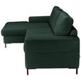 ECKSOFA Dunkelgrün Cord  - Dunkelgrün/Schwarz, KONVENTIONELL, Textil/Metall (150/240cm) - Carryhome