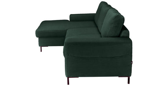 ECKSOFA Dunkelgrün Cord  - Dunkelgrün/Schwarz, KONVENTIONELL, Textil/Metall (150/240cm) - Carryhome