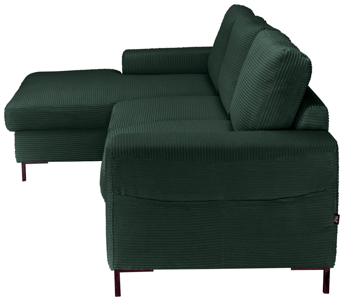 ECKSOFA Dunkelgrün Cord  - Dunkelgrün/Schwarz, KONVENTIONELL, Textil/Metall (150/240cm) - Carryhome