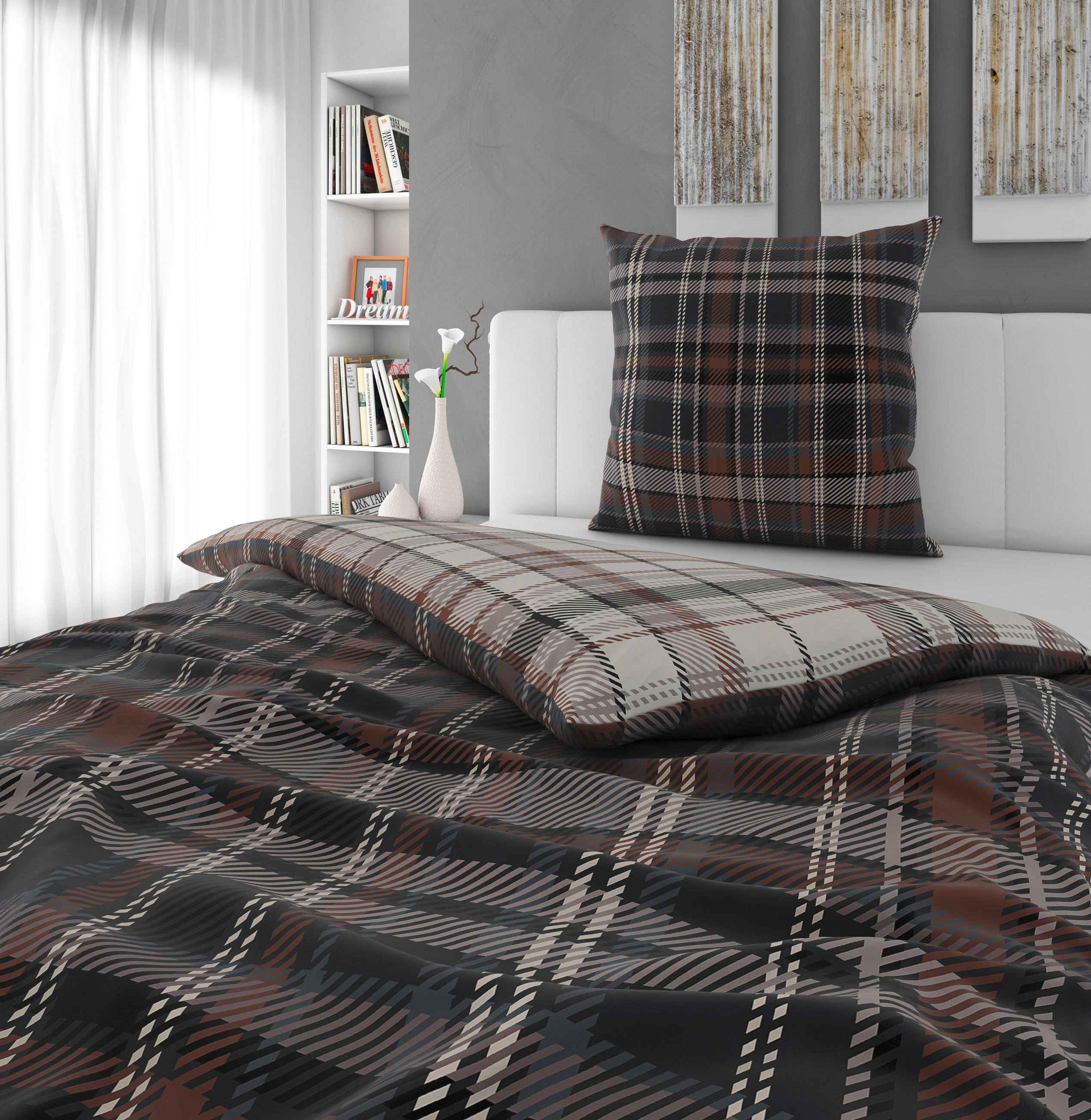 WENDEBETTWÄSCHE 135/200 cm Flanell  - Braun, Textil (135/200cm) - Novel