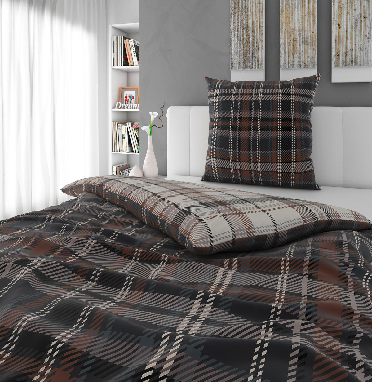 WENDEBETTWÄSCHE Flanell 135/200 cm  - Braun, Textil (135/200cm) - Novel