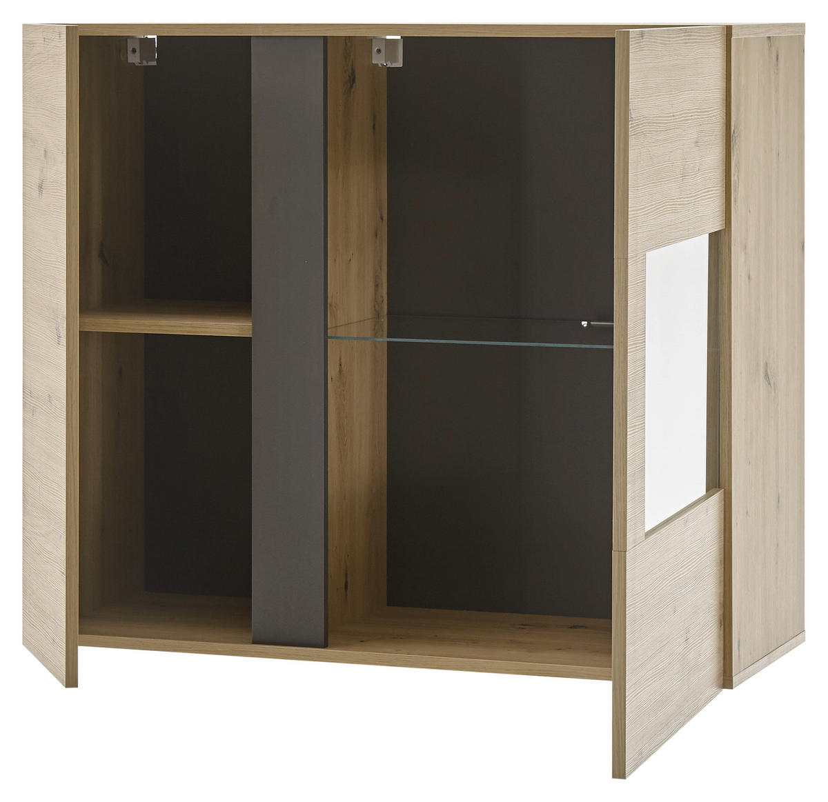 HÄNGEVITRINE in Grau, Eiche Artisan  - Eiche Artisan/Grau, Design, Glas/Holzwerkstoff (97/83/40cm) - MID.YOU