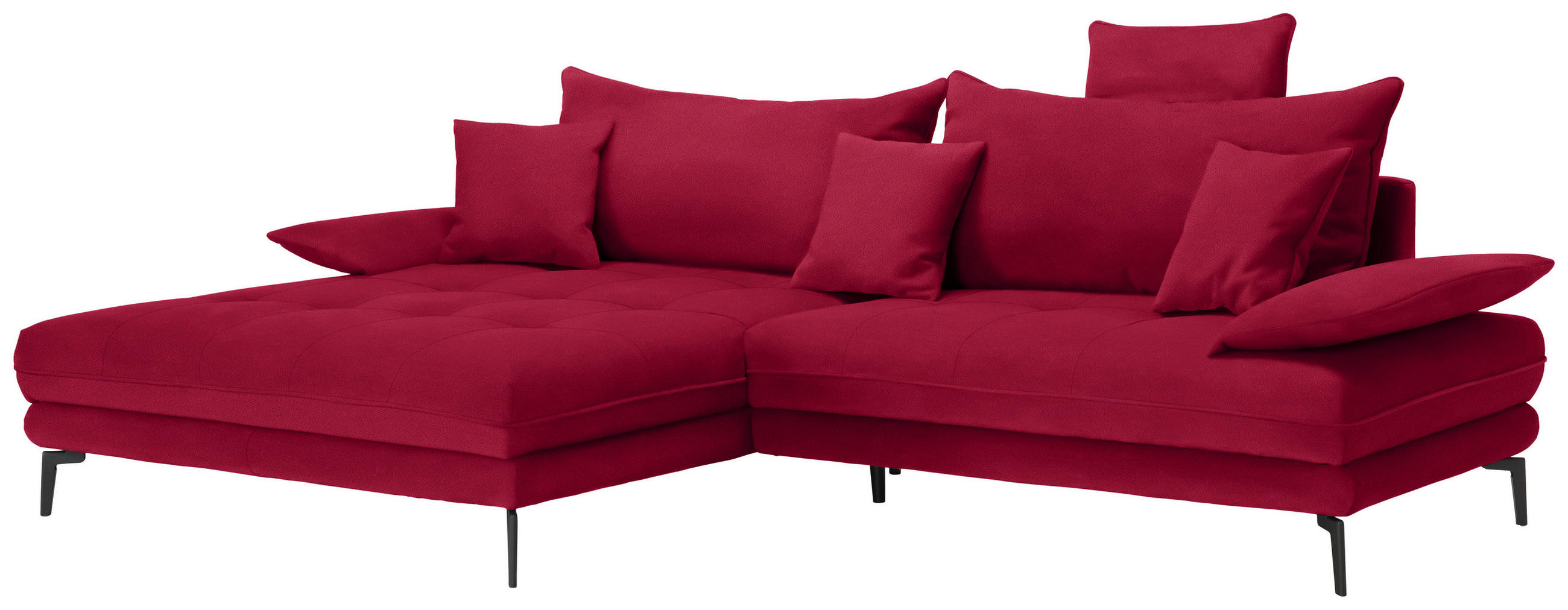 ECKSOFA in Flachgewebe Rot  176/292 cm  - Rot/Schwarz, MODERN, Textil/Metall (176/292cm) - Carryhome