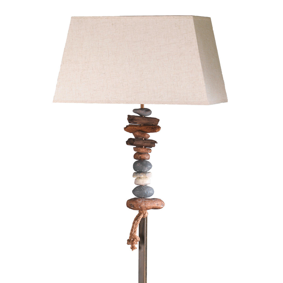 STEHLEUCHTE 45/25/170 cm    - Schwarz/Weiß, Natur, Textil/Stein (45/25/170cm)