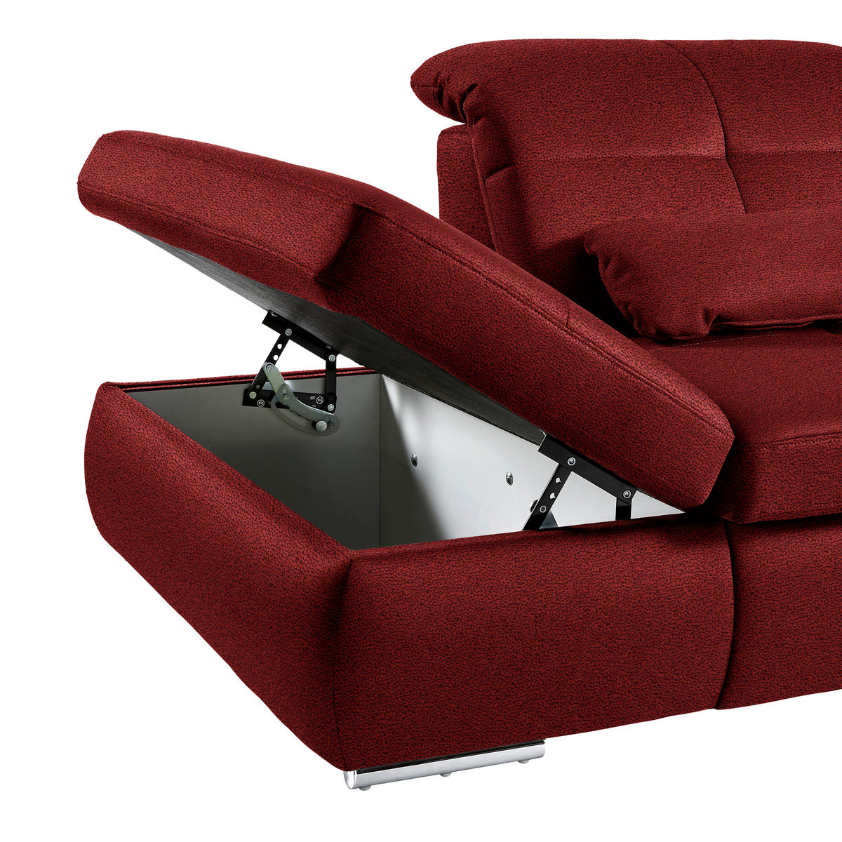 WOHNLANDSCHAFT  in Mikrofaser Dunkelrot  - Chromfarben/Dunkelrot, Design, Holzwerkstoff/Textil (260/371/195cm) - Beldomo Style