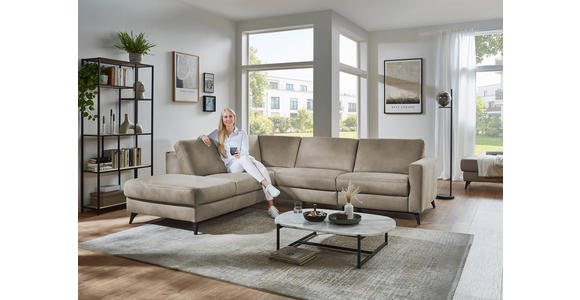 ECKSOFA Dieter Knoll Beigebraun Mikrofaser  - Beigebraun/Schwarz, Design, Textil/Metall (238/269cm) - Dieter Knoll