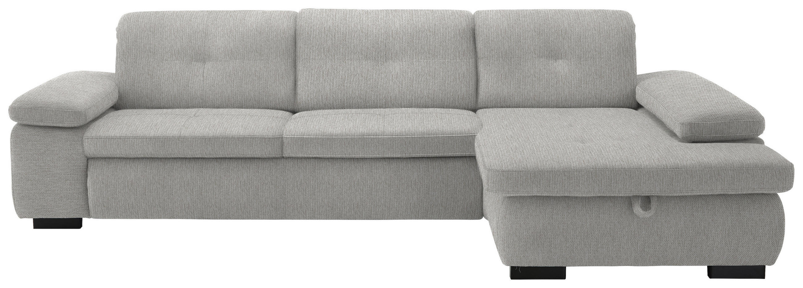 ECKSOFA in Flachgewebe Grau, Hellgrün  - Schwarz/Hellgrün, Design, Textil/Metall (297/174cm) - Beldomo Style