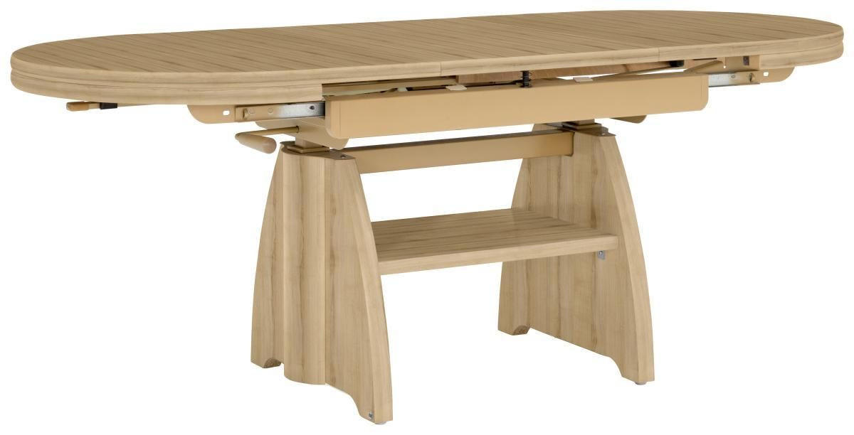 COUCHTISCH Eiche furniert 110-130,5/65/56-75 cm rechteckig Eichefarben  - Eichefarben, KONVENTIONELL, Holzwerkstoff/Metall (110-130,5/65/56-75cm) - Venda