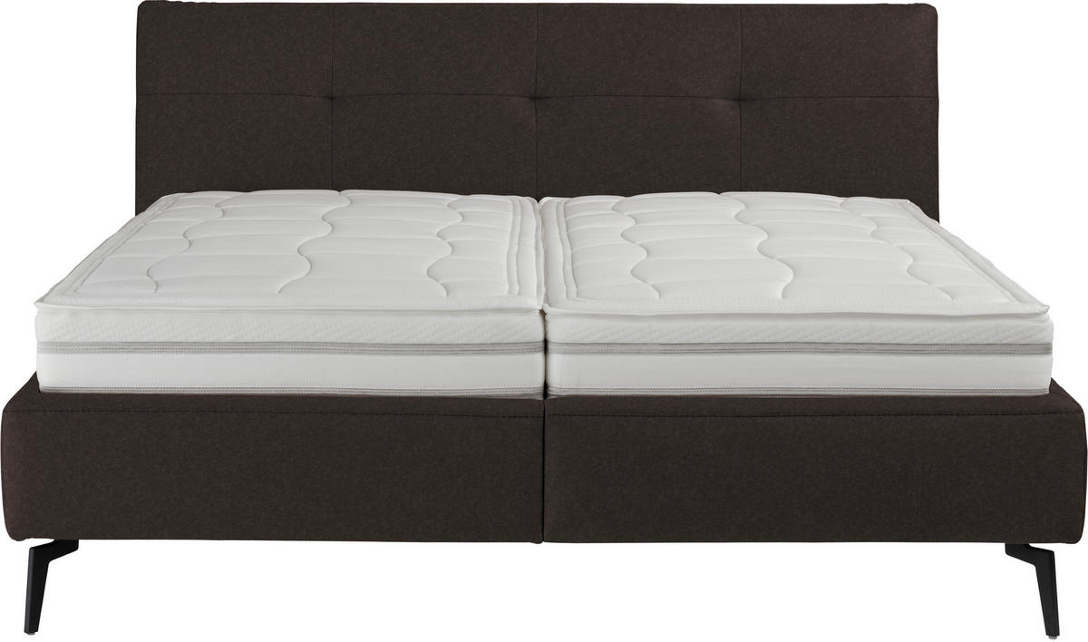 POLSTERBETT gepolstertes Kopfteil, Lattenroste, Matratzen Braun 180/200 cm  - Creme/Schwarz, MODERN, Holz/Holzwerkstoff (180/200cm) - Beldomo - Sleep