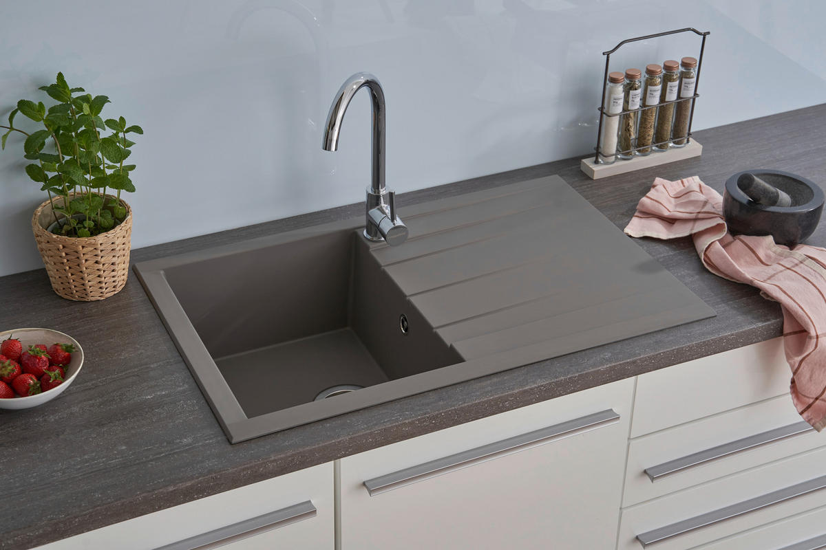 SPÜLE 1712HOUSTON80X50G  - Grau, Trend, Glas/Kunststoff (80/21/50cm) - Respekta