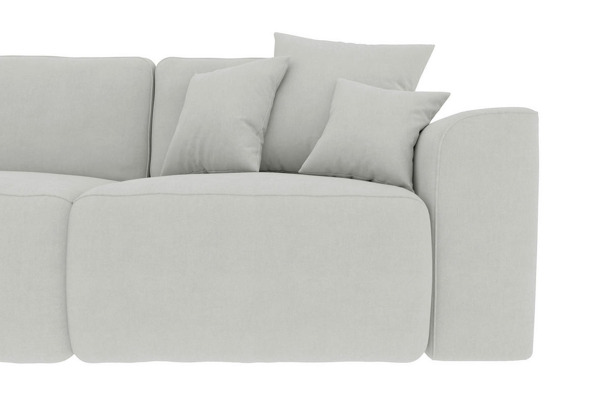 ECKSOFA in Velours Hellgrau  195/293 cm  - Chromfarben/Hellgrau, KONVENTIONELL, Kunststoff/Textil (195/293cm) - Carryhome